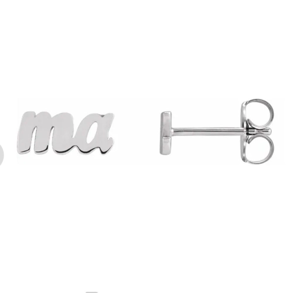 🩷🩶 Mama! 🩶🩷 14K White Mama Earrings